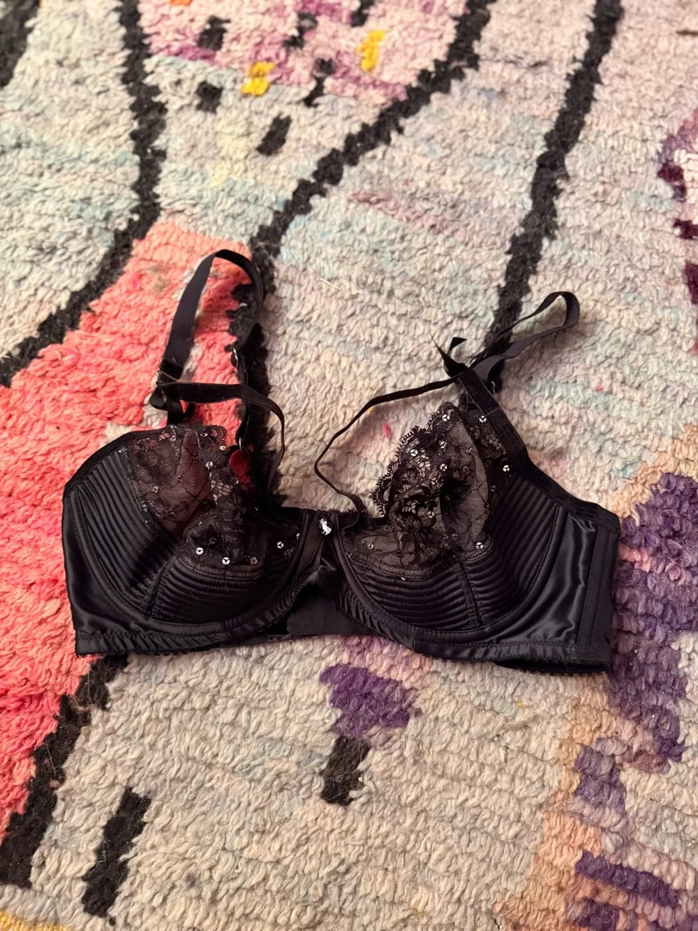 Dita Von Teese Madame X Black Sequin Bra | Vintage Glamour - Size 34DD/34E